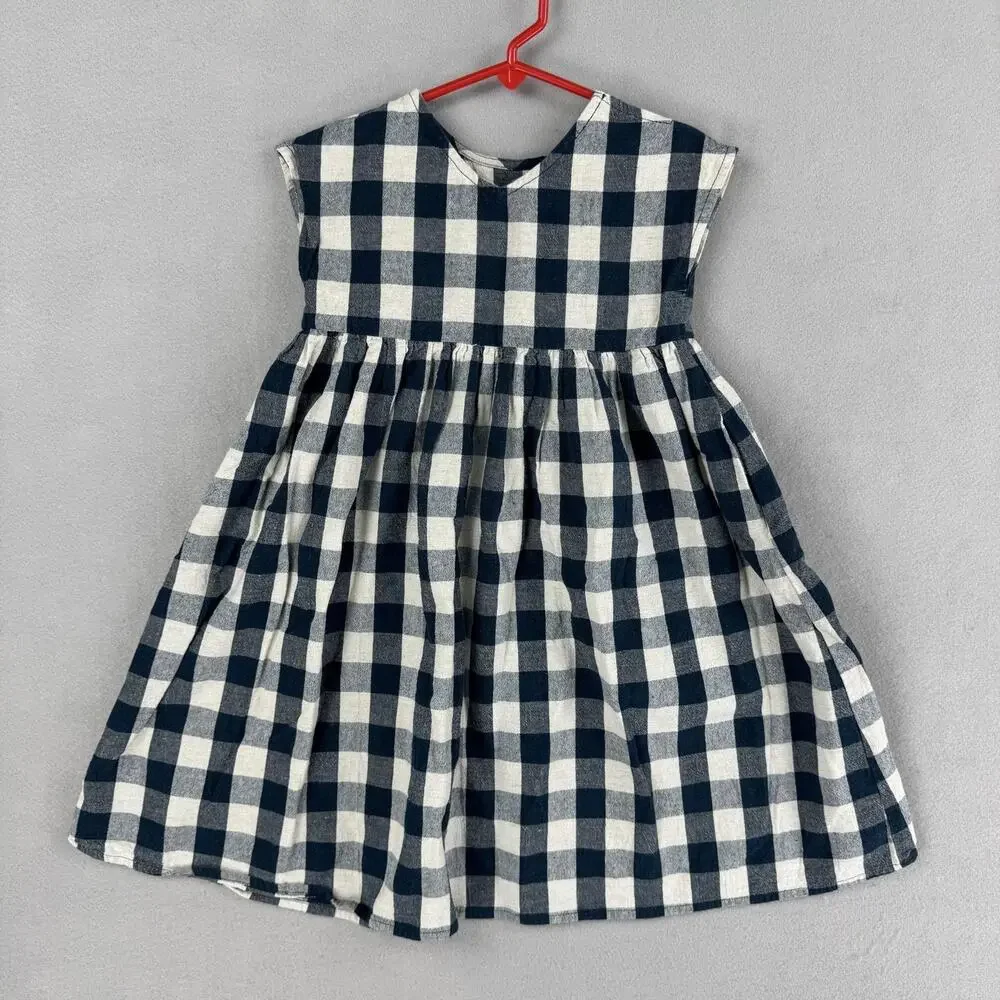 Gingham Dress Womens Small Blue White Sleeveless Fit Flare Midi Mommy & Me